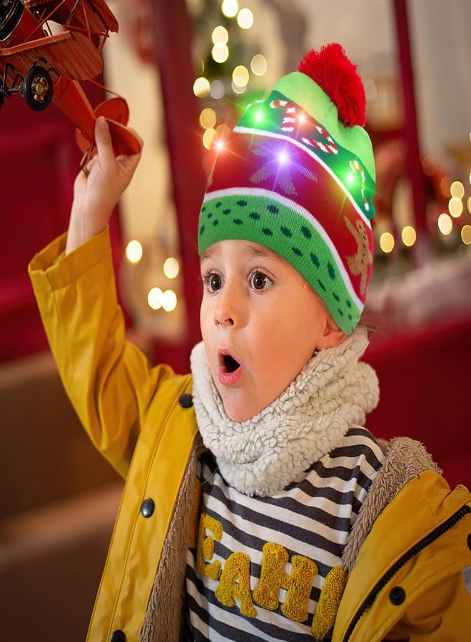 شيندل قبعات Shindel المضيئة، قطعتان، قبعة محبوكة بإضاءة LED لحفلات الكريسماس - Image 4