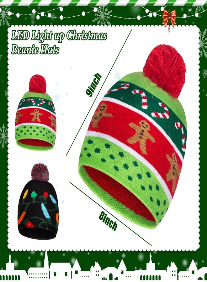 شيندل قبعات Shindel المضيئة، قطعتان، قبعة محبوكة بإضاءة LED لحفلات الكريسماس - Image 2