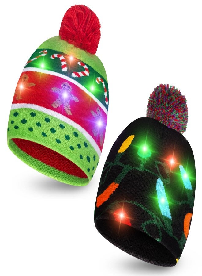 شيندل قبعات Shindel المضيئة، قطعتان، قبعة محبوكة بإضاءة LED لحفلات الكريسماس - Image 1