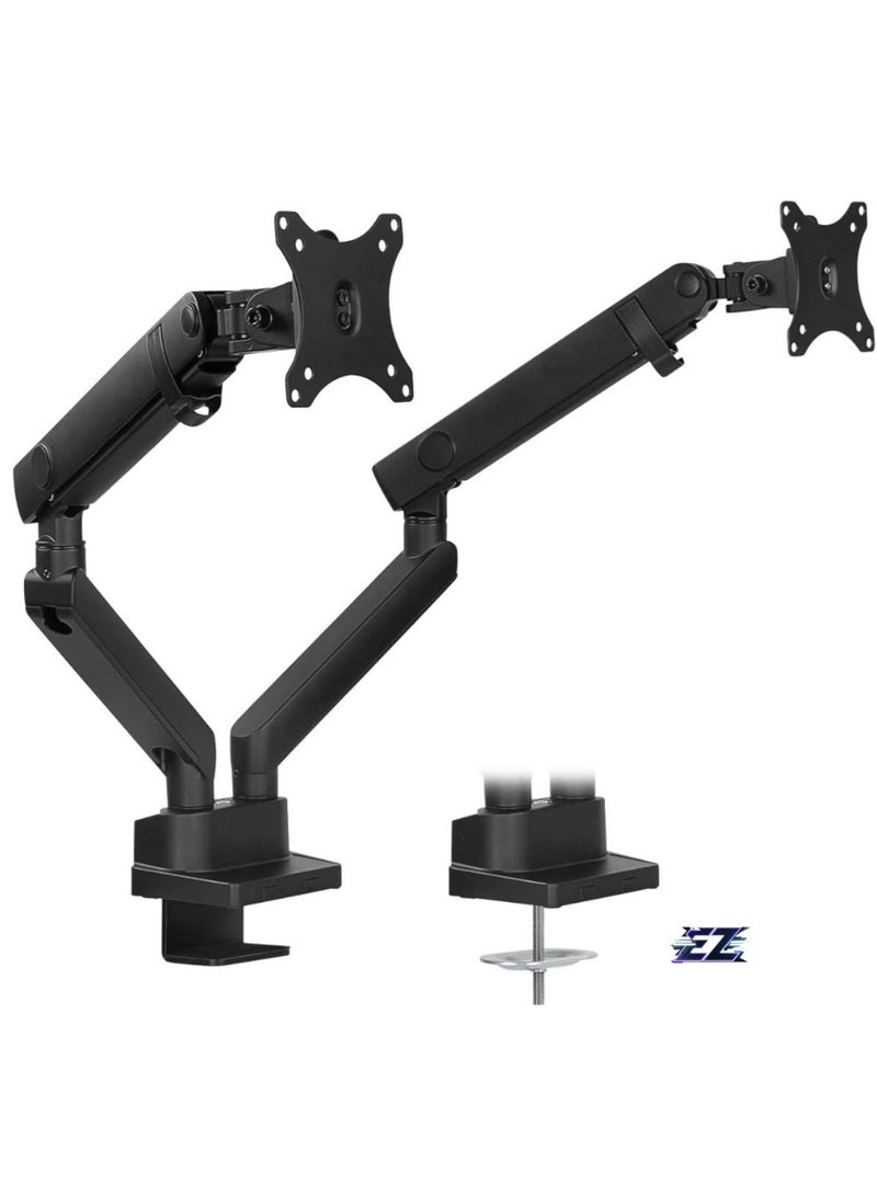 ELTRAZONE Dual Monitor Arm Mount Desk Stand | Premium Quality | Articulating Mechanical Spring Height Adjustable | Fits Two 24 27 29 30 32 Inch VESA 75 100 Compatible Screens | C-Clamp and Grommet - Image 2