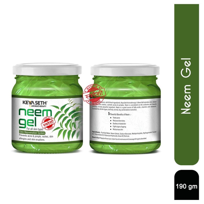 KEYA SETH AROMATHERAPY, DEVICE OF DROP Keya Seth Aromatherapy Neem Gel Moisturizer For Oily Sensitive Skin Prevents Acne Pimple Rashes Skin Allergies Skin Eruption with Pure Neem Extract 190gm  - Image 2