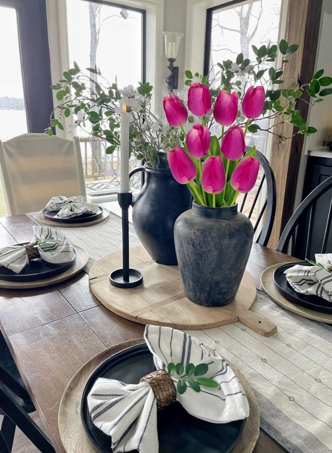 Arborus 6PCS 23" Fake Tulip Flowers Artificial Fuchsia Tulips Long Stem Faux Flower, Silk Flower Décor for Floral Arrangement Home Farmhouse Wedding Decoration - Image 3