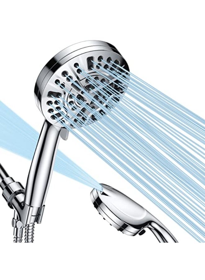 Generic High Pressure Shower Head with Handheld, 8 Spray Settings + 2 Power Jet Modes Shower Heads, 5.04" Detachable Showerhead Set with Stainless Steel Hose and Adjustable Bracket - Image 1