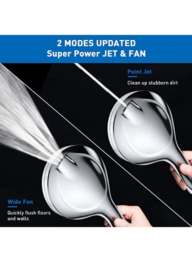 Generic High Pressure Shower Head with Handheld, 8 Spray Settings + 2 Power Jet Modes Shower Heads, 5.04" Detachable Showerhead Set with Stainless Steel Hose and Adjustable Bracket - Image 4