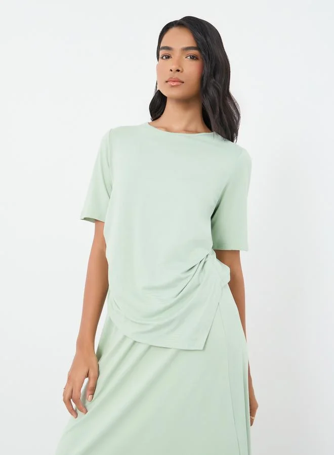Take Two Take Two Women Green Asymmetric Hem Top and Skirts Co-Ords