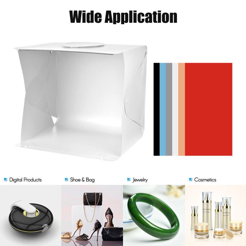 36x36 Photo Box With 26pcs 5500K LED Beads, Foldable Portable Design - 6 Color Backdrops, Adjustable Phone Clip Tripod, USB Powered Light Box Photography for Product Photography - Image 3