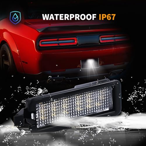 DERMOKA LED License Plate Light For 2015-2022 Dodge Charger Challenger Chrysler 300 Pacifica Jeep Compass Tag Lamp Assembly, 6000K White 1PCS - Image 5