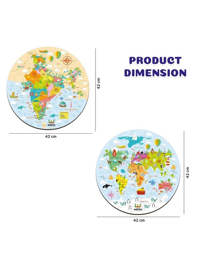 Webby Combo of Amazing India Map and World Map Jigsaw Floor Puzzle | 60 Pcs with 4 Double Sided Flashcards with Each Puzzle (Set of 2) - Image 3