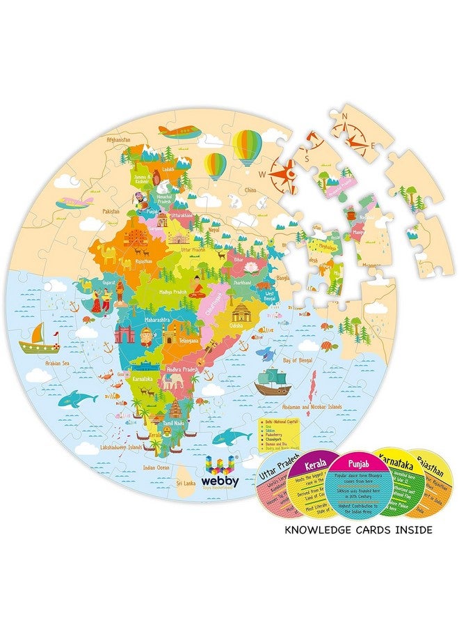 Webby Combo of Amazing India Map and World Map Jigsaw Floor Puzzle | 60 Pcs with 4 Double Sided Flashcards with Each Puzzle (Set of 2) - Image 5