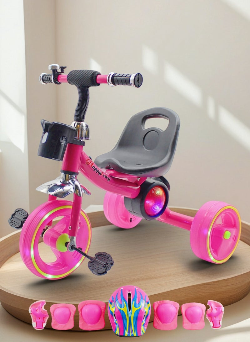 EASY FUTURE Baby Cycle with Storage Basket (Blue Red Pink Can Choose) – Baby Bicycle Ride-On Toy Tricycle for Kids, Baby Tricycle with Light and Music, Package Include Full Protective Gear Set - Image 5