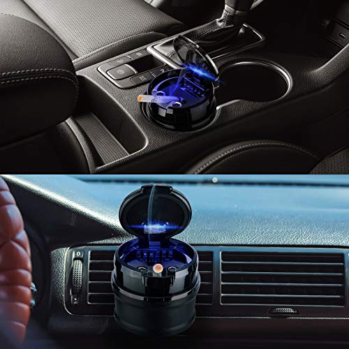 SOLARXIA Car Ashtray with Lid Easy Clean Up Detachable Auto Ashtray LED for Most Car/Air Vent Cup Holder Home Office - Image 3
