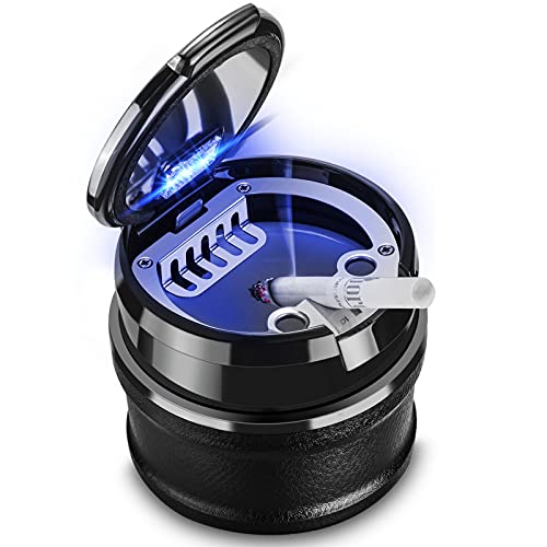 SOLARXIA Car Ashtray with Lid Easy Clean Up Detachable Auto Ashtray LED for Most Car/Air Vent Cup Holder Home Office - Image 1