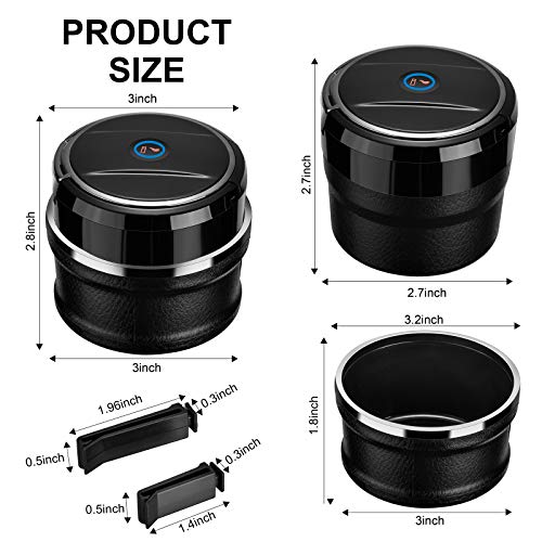 SOLARXIA Car Ashtray with Lid Easy Clean Up Detachable Auto Ashtray LED for Most Car/Air Vent Cup Holder Home Office - Image 2