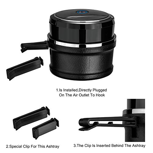 SOLARXIA Car Ashtray with Lid Easy Clean Up Detachable Auto Ashtray LED for Most Car/Air Vent Cup Holder Home Office - Image 4