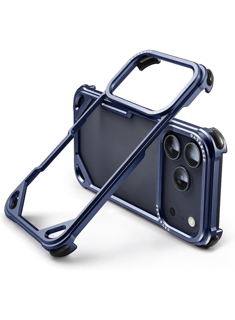 Oatsbasf for iPhone 17 Pro Max Case, No Back Design, Aluminum Metal Frame, 4 Corner Shockproof Protection, Dark Blue - Image 1
