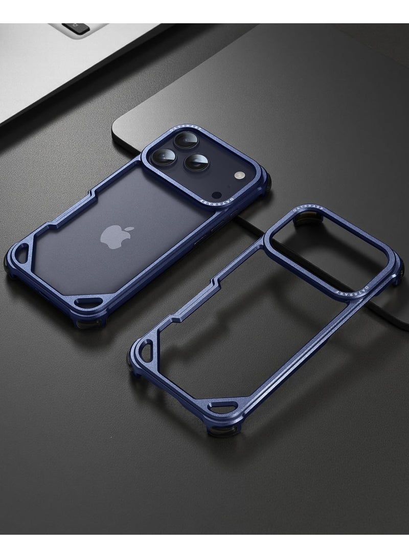 Oatsbasf for iPhone 17 Pro Max Case, No Back Design, Aluminum Metal Frame, 4 Corner Shockproof Protection, Dark Blue - Image 2