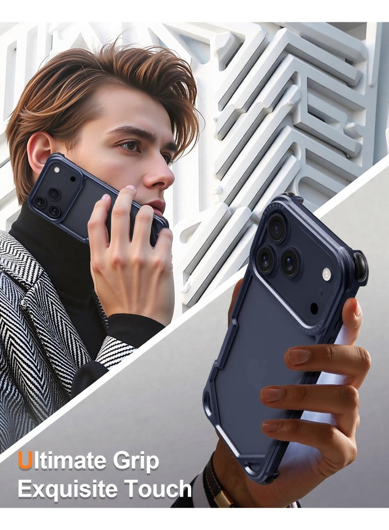 Oatsbasf for iPhone 17 Pro Max Case, No Back Design, Aluminum Metal Frame, 4 Corner Shockproof Protection, Dark Blue - Image 5