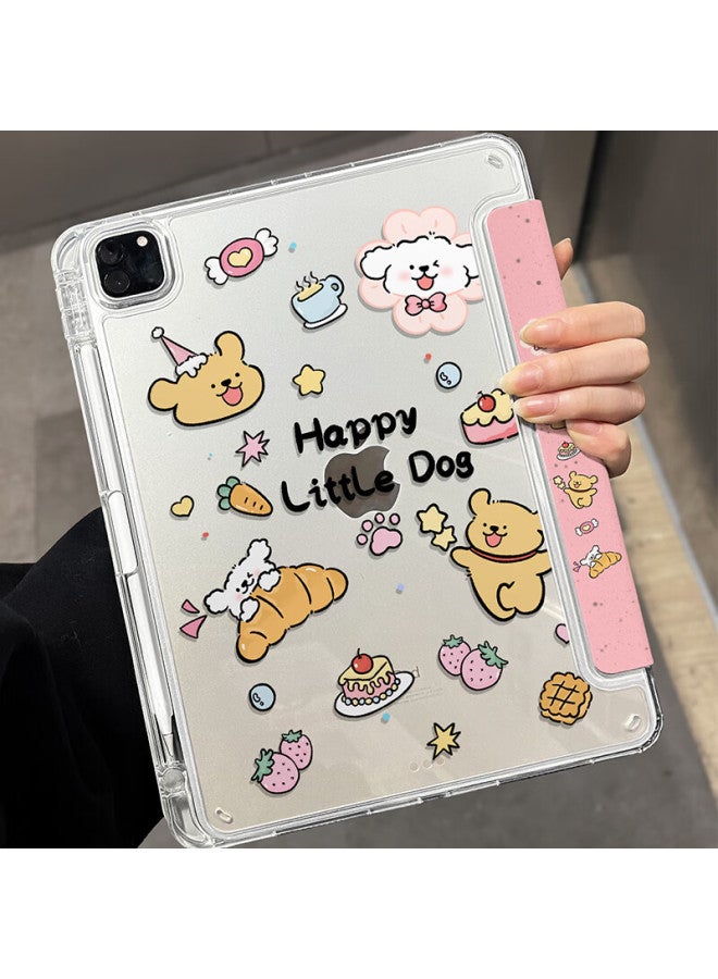 Zhiting Ipad Mini 7/6 Case 8.3-inch Protective Cover 3-fold Anti-bend Hard Shell With Horizontal And Vertical Stand And Pen Slot - Happy Pink Dog