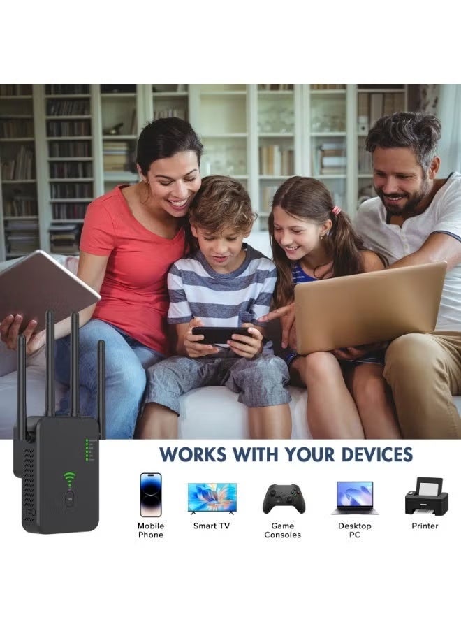 ناكسي فلاي موسع نطاق WiFi ، جهاز توجيه لاسلكي 300M ، مكرر Wifi ، AC مزدوج النطاق 2.4 مضاد للتداخل ، وظيفة WPS اتصال بنقرة واحدة ، يمكن الاتصال بسطح المكتب / الإنترنت اللاسلكي في وقت واحد (أسود) - Image 4