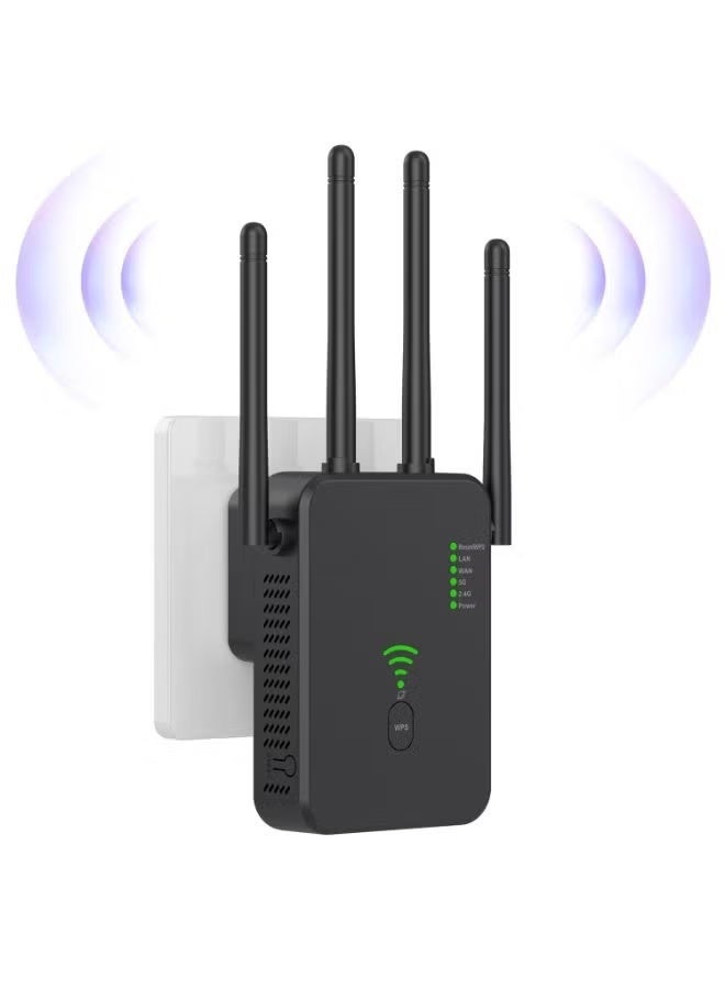 ناكسي فلاي موسع نطاق WiFi ، جهاز توجيه لاسلكي 300M ، مكرر Wifi ، AC مزدوج النطاق 2.4 مضاد للتداخل ، وظيفة WPS اتصال بنقرة واحدة ، يمكن الاتصال بسطح المكتب / الإنترنت اللاسلكي في وقت واحد (أسود) - Image 1