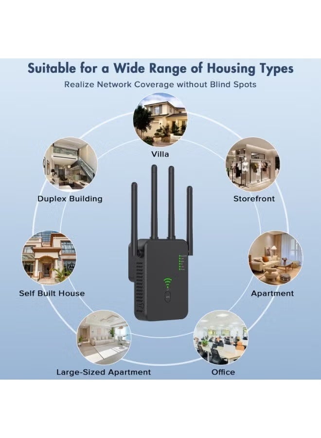 ناكسي فلاي موسع نطاق WiFi ، جهاز توجيه لاسلكي 300M ، مكرر Wifi ، AC مزدوج النطاق 2.4 مضاد للتداخل ، وظيفة WPS اتصال بنقرة واحدة ، يمكن الاتصال بسطح المكتب / الإنترنت اللاسلكي في وقت واحد (أسود) - Image 2