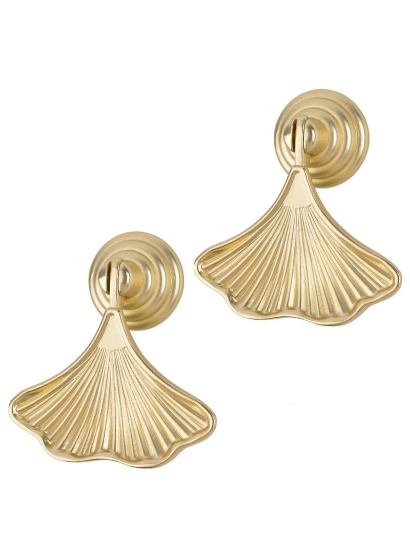 2-Piece Cabinet Pulls, Exquisite Ginkgo Leaf Shape Knobs for Home and Office, Modern Single Hole Ginkgo Leaf Drop Knob for Wardrobe, Drawer and Doors - Gold - Image 1