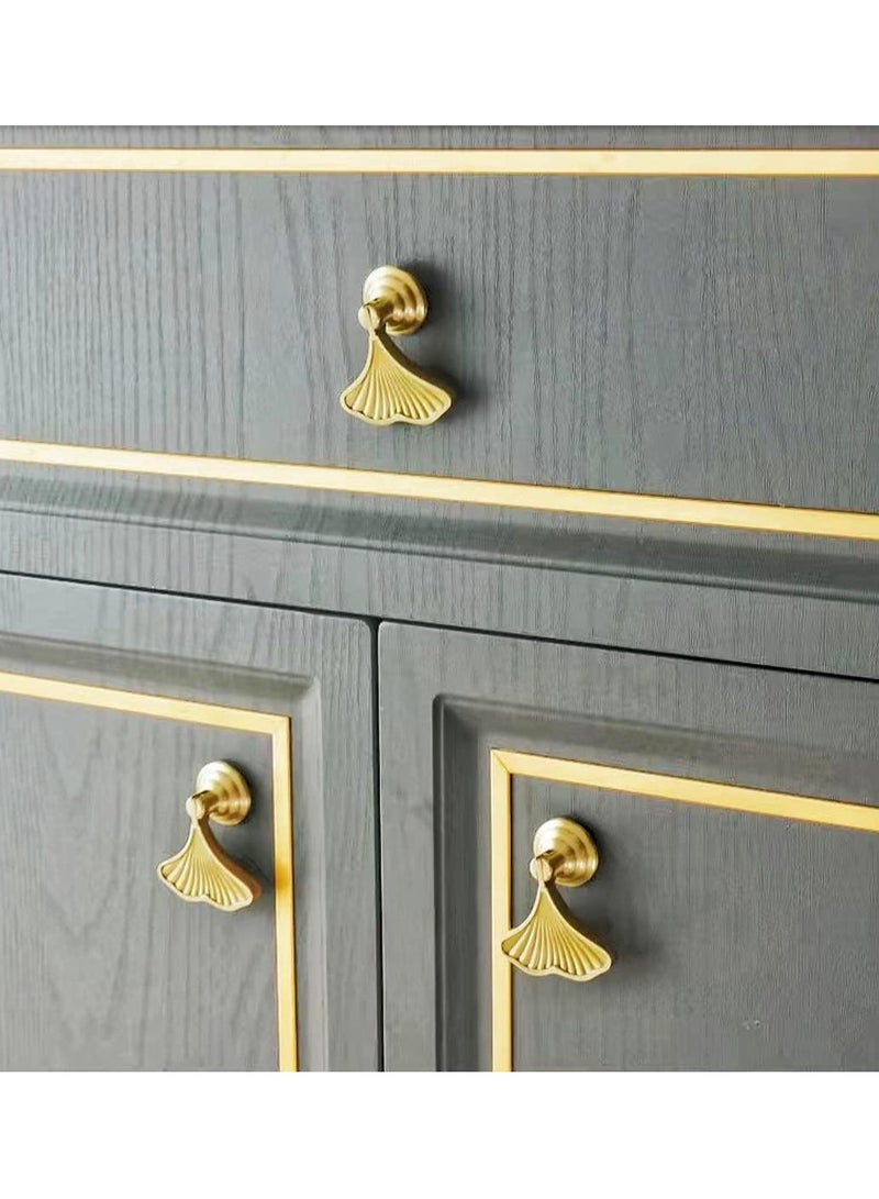 2-Piece Cabinet Pulls, Exquisite Ginkgo Leaf Shape Knobs for Home and Office, Modern Single Hole Ginkgo Leaf Drop Knob for Wardrobe, Drawer and Doors - Gold - Image 2