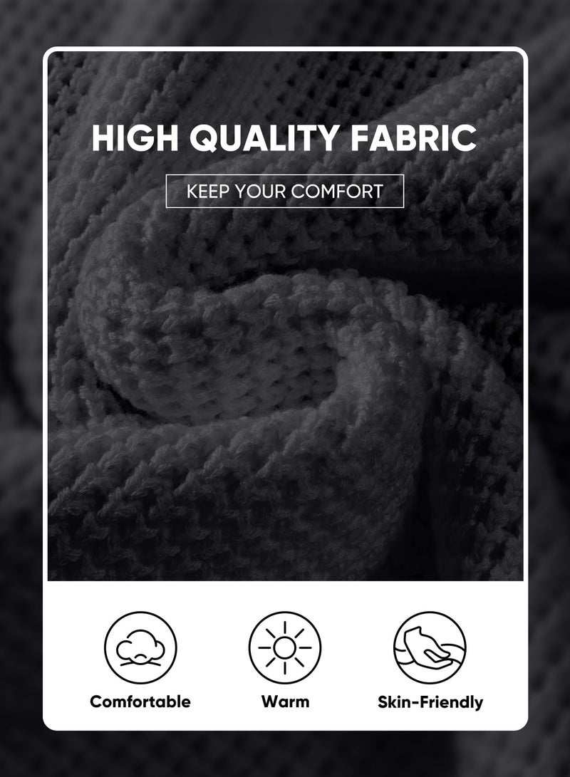 JMIERR Mens Crewneck Pullover Sweater Waffle Textured Knitted Sweaters Loose Fit Casual Essentials Sweaters with Ribbing Edge,L Dark Grey - Image 4
