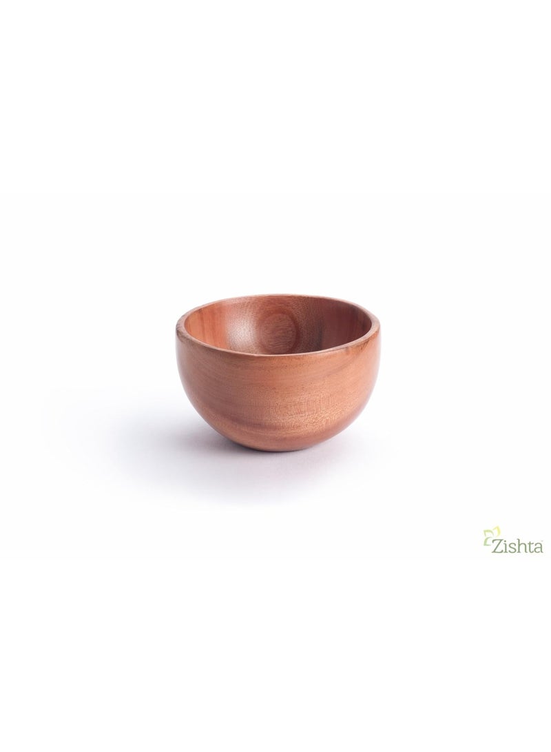 Zishta وعاء "Zishta" اليدوي متعدد الاستخدامات (للحساء، الآيس كريم، والوجبات الخفيفة) مصنوع من خشب النيم، ومرفق بملعقة | طقم من وعاءين للخلط والوجبات الخفيفة | أوعية تقديم مثالية للإفطار، الحساء، والسلطات - مناسبة للاستخدام في المطبخ المنزلي - Image 2