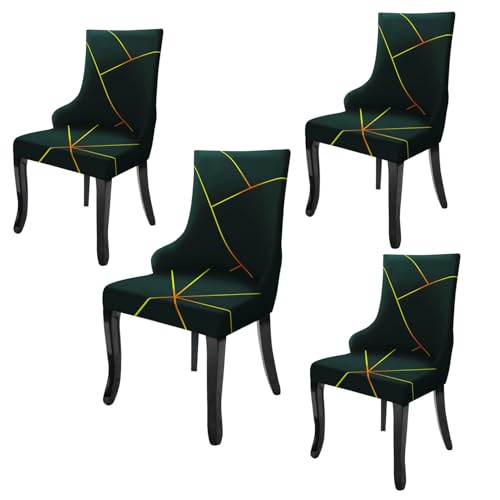 House of Quirk Wingback American Side Chair Slipcover-Accent Chair Cover Slipcover with Arm,Washable Dining Chair with Nailed Trim Protector for Dining Living Room Pack of 4 (Gold Leaf) - Image 1