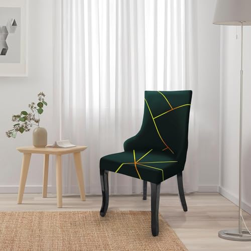 House of Quirk Wingback American Side Chair Slipcover-Accent Chair Cover Slipcover with Arm,Washable Dining Chair with Nailed Trim Protector for Dining Living Room Pack of 4 (Gold Leaf) - Image 2