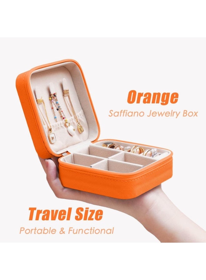 Small Leather Jewelry Box Easy Carry Jewelry Ring Organizer Gift Box for Girls Women - Jewelry Case Box Makeup Cosmetic Organizer for Women - Holder for Necklaces Earrings Bracelets Rings Accessories Organizer, Jewelry Box for Earrings Bracelets Rings Necklaces Storage Jewelry Box Organizer Jewelry Box Case for Accessories Makeup, Accessories Organizer Gold Silver Accessories Organizer - Small Travel Jewelry Box PU Leather Bag Organizer Portable Display for Women for Necklaces Earrings Rings Accessories  - Image 1