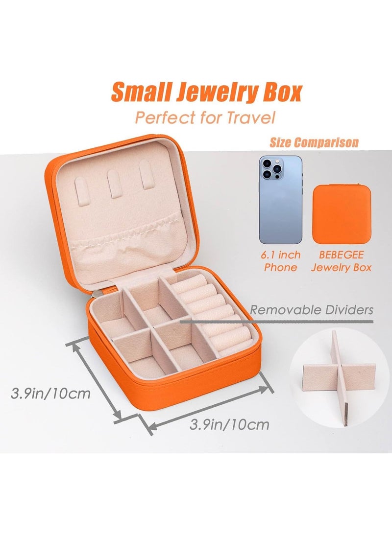 Small Leather Jewelry Box Easy Carry Jewelry Ring Organizer Gift Box for Girls Women - Jewelry Case Box Makeup Cosmetic Organizer for Women - Holder for Necklaces Earrings Bracelets Rings Accessories Organizer, Jewelry Box for Earrings Bracelets Rings Necklaces Storage Jewelry Box Organizer Jewelry Box Case for Accessories Makeup, Accessories Organizer Gold Silver Accessories Organizer - Small Travel Jewelry Box PU Leather Bag Organizer Portable Display for Women for Necklaces Earrings Rings Accessories  - Image 4