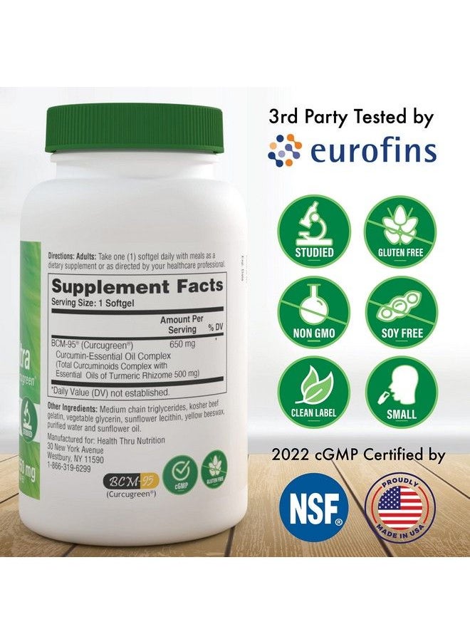 Health Thru Nutrition - Curcugel 650Mg Bcm95 Curcugreen Turmeric Curcumin| High Absorption; Healthy Inflammation Response; Clinically Studied; 3Rd Party Tested; Nongmo (Pack Of 60) - Image 1