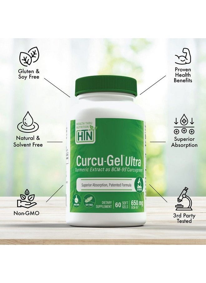 Health Thru Nutrition - Curcugel 650Mg Bcm95 Curcugreen Turmeric Curcumin| High Absorption; Healthy Inflammation Response; Clinically Studied; 3Rd Party Tested; Nongmo (Pack Of 60) - Image 1