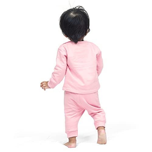ARIEL Cotton Fleece Printed Clothing Sets For Boys & Girls - Unisex Winter Clothing Sets Full Sleeve T-Shirt & Pant, Pink, 18-24 Months - Image 4