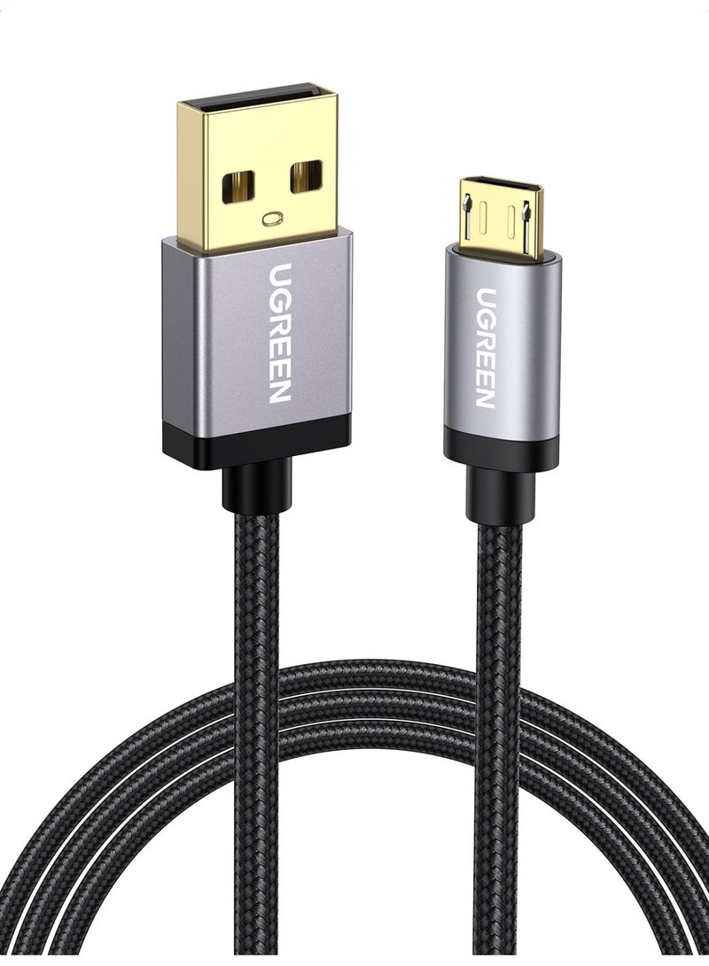 يو جرين كابل شحن سريع مضفر من النايلون وبمنفذ USB إلى منفذ مايكرو USB 2.0 وبطول 1 متر ويدعم نظام أندرويد ومتوافق مع أجهزة نوت ونيكسوس ونوكيا وبلايستيشن 4 أسود - Image 1