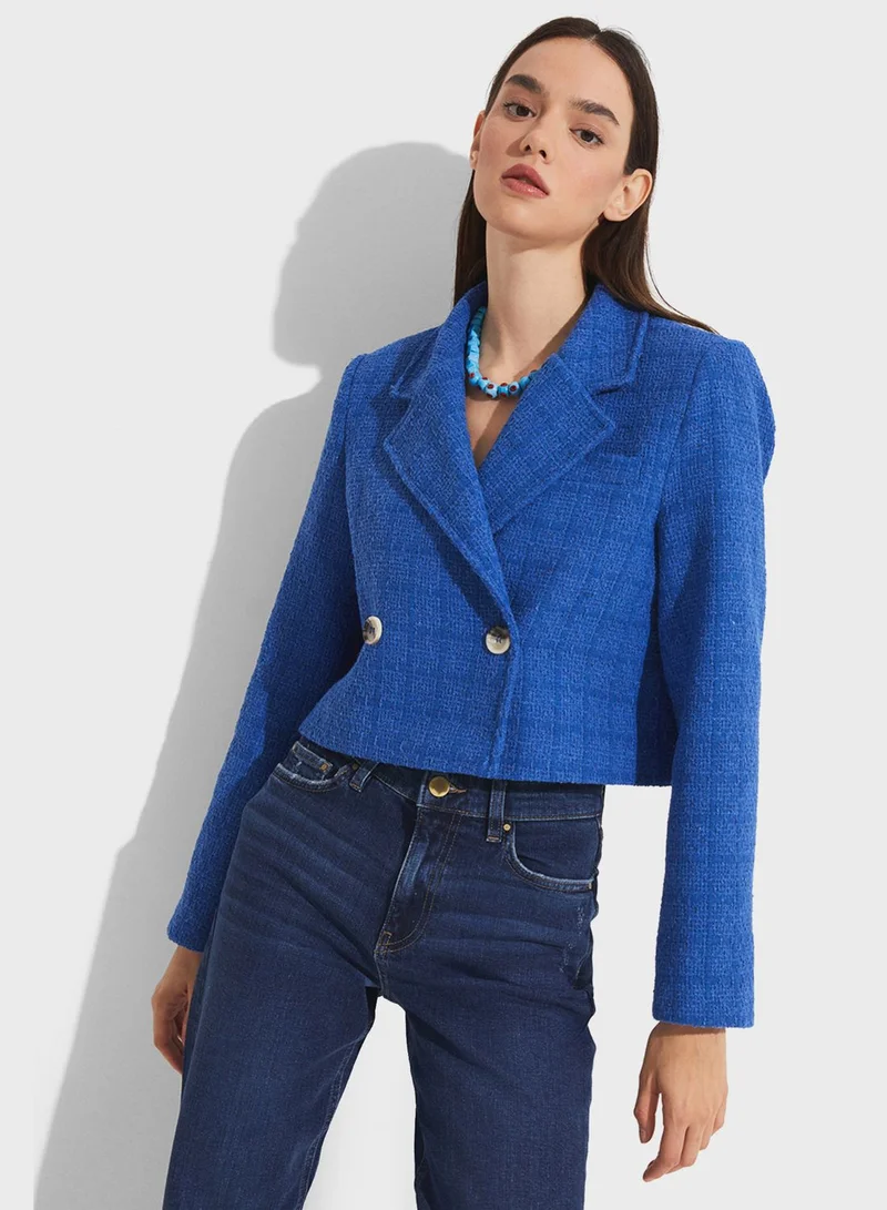 جون Button Detail Crop Jacket
