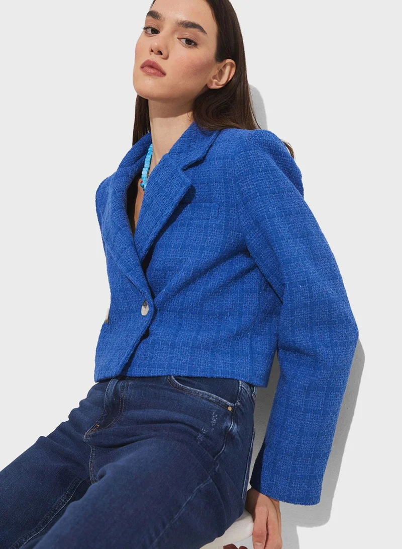 جون Button Detail Crop Jacket