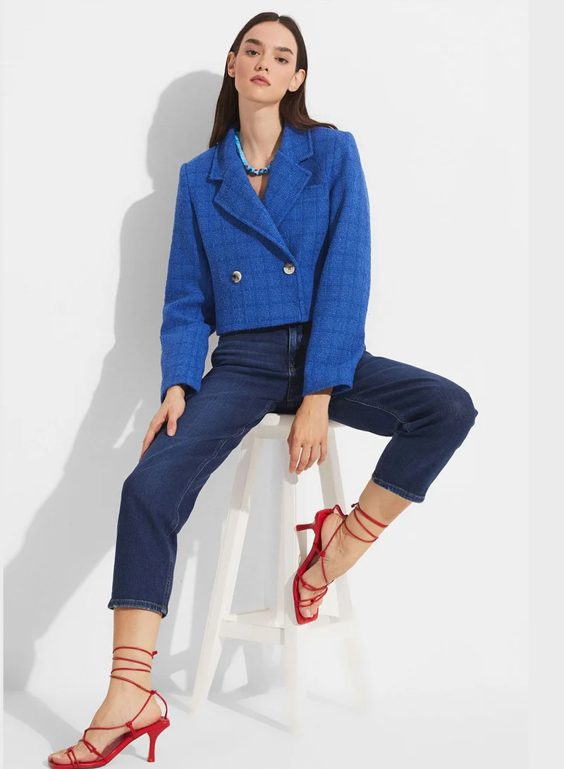 جون Button Detail Crop Jacket