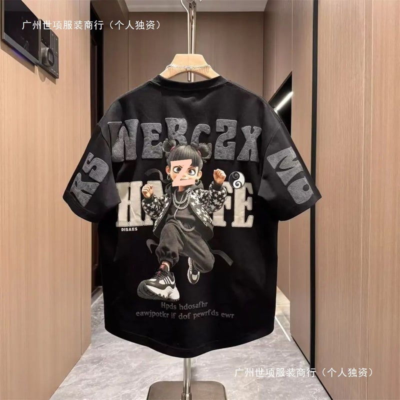 Nezha 2 Boys Summer Short-Sleeved T-Shirt Children'S T-Shirt Top Boys Summer Cartoon All-Match Half-Sleeved - Image 2