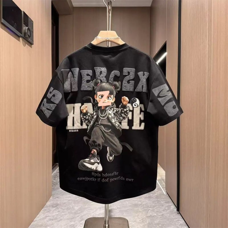 Nezha 2 Boys Summer Short-Sleeved T-Shirt Children'S T-Shirt Top Boys Summer Cartoon All-Match Half-Sleeved - Image 4