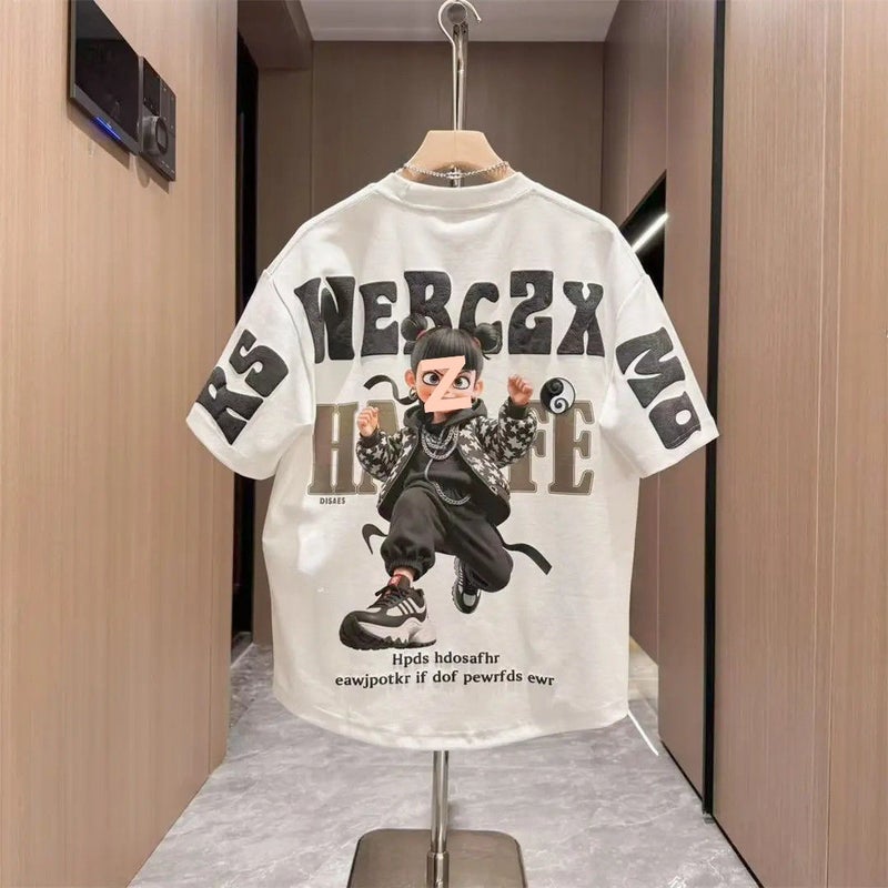 Nezha 2 Boys Summer Short-Sleeved T-Shirt Children'S T-Shirt Top Boys Summer Cartoon All-Match Half-Sleeved - Image 5