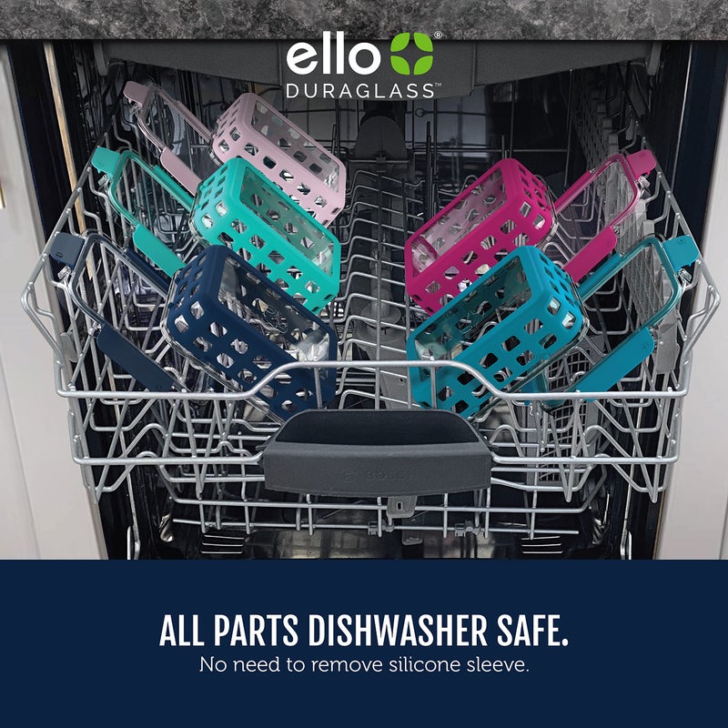 Ello Duraglass 3.4 Cup Meal Prep Sets 10Pc, 5 Pack Set- Glass Food Storage Container with Silicone Sleeve and Airtight BPA-Free Plastic Lids, Dishwasher, Microwave, and Freezer Safe, Evening Orchard - Image 5