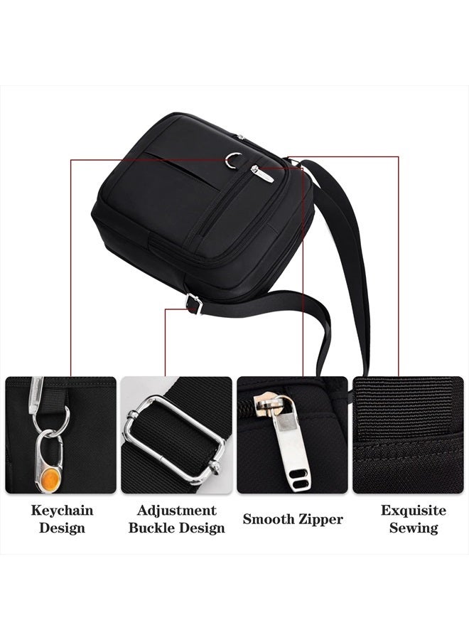 Ogetok Small Crossbody Bag for Mens Women, Small Men's Messenger Bag Sling Purse Side Bag, Travel Passport Phone Shoulder Handbag (Black) - Image 5