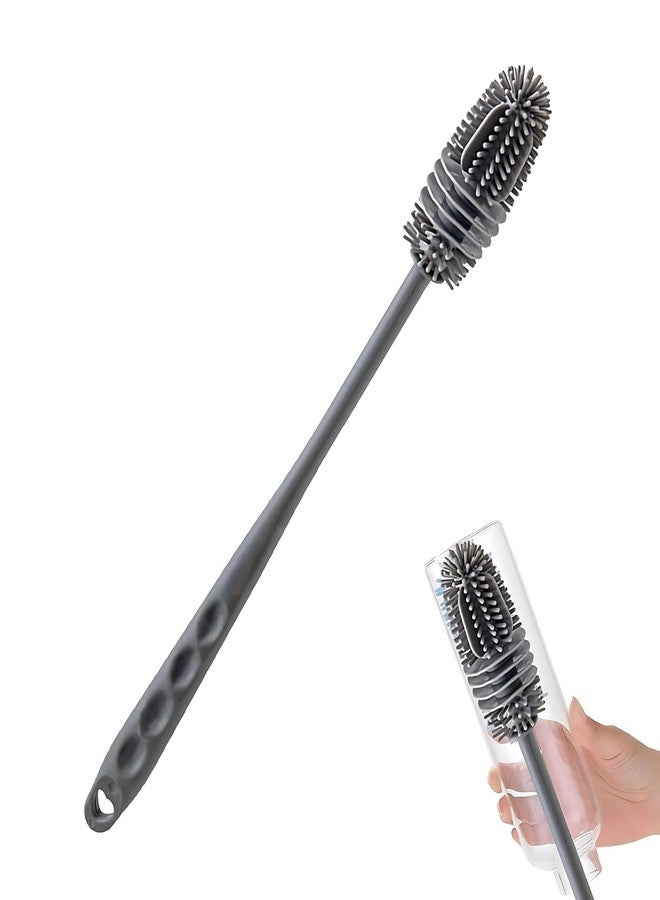 JAY EMPIRE Long Handle Silicone Bottle Cleaner Brush for Washing Water Bottle || Solution Bottle Mug Cleaning Brush || [Color - Grey] [Pack of 1] - Image 1