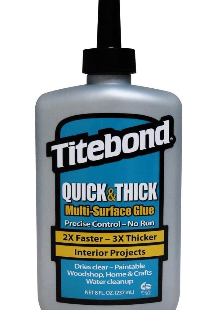 Titebond Quick & Thick Multi-Surface Glue - 8 fl oz, No-Run, No-Drip Formula for Interior Projects - Image 1