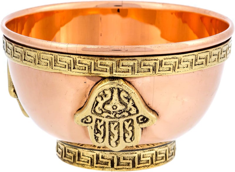 Alternative Imagination Hamsa Hand Copper Bowl - Offering Bowl For Altar or Ritual Use, Incense Holder and Smudge Kit, Home Decor - Image 1