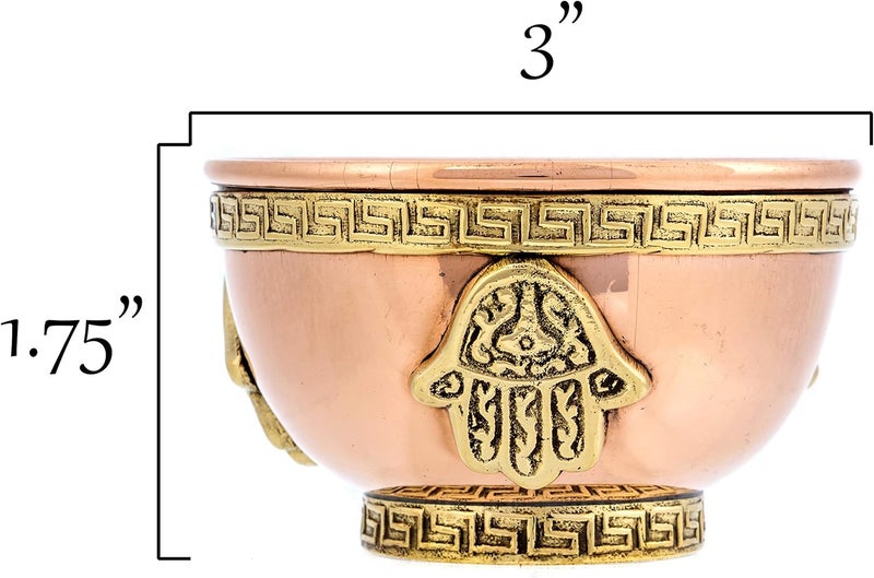 Alternative Imagination Hamsa Hand Copper Bowl - Offering Bowl For Altar or Ritual Use, Incense Holder and Smudge Kit, Home Decor - Image 2