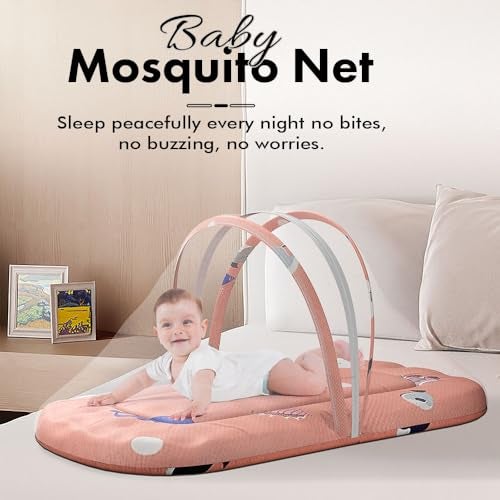 StarAndDaisy 3 in 1 Baby Mosquito Net for Sleeping - Newborn Mosquito Net with Soft and Comfortable Bed for 0-12 Months - Washable Cotton Design - Shark Print - Image 2
